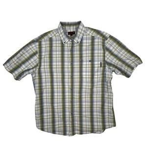 Wolverine Shirt Mens Large Plaid Button Up White Green Blue Outdoor Work‎